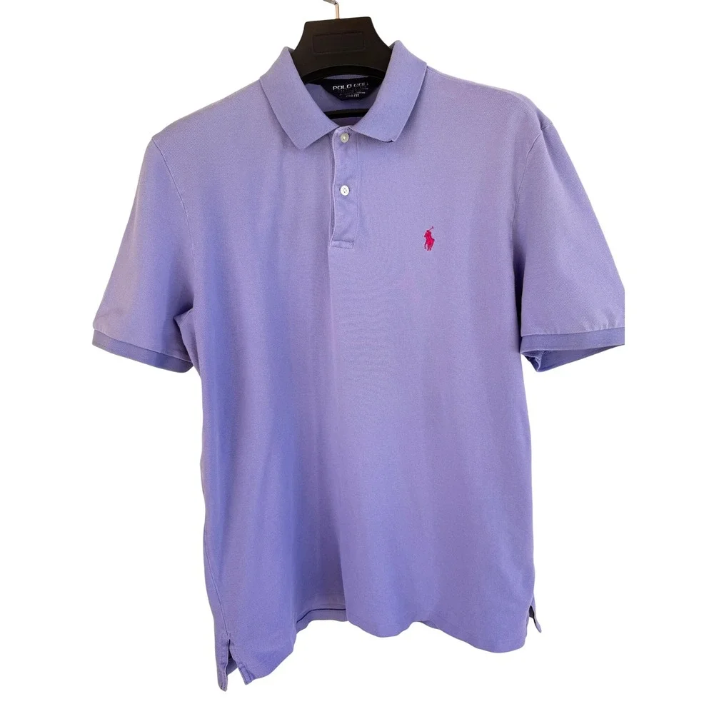 Polo Golf Ralph Lauren Mens L Purple Pro Fit Pima Cotton Short Sleeve Polo Shirt - Picture 1 of 7